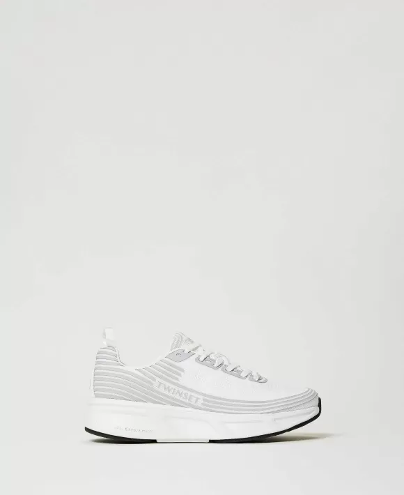 TWINSET Milano Sneakers Fessura A Righe Con Logo Bianco Shop