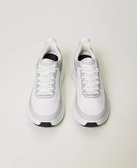 TWINSET Milano Sneakers Fessura A Righe Con Logo Bianco Shop