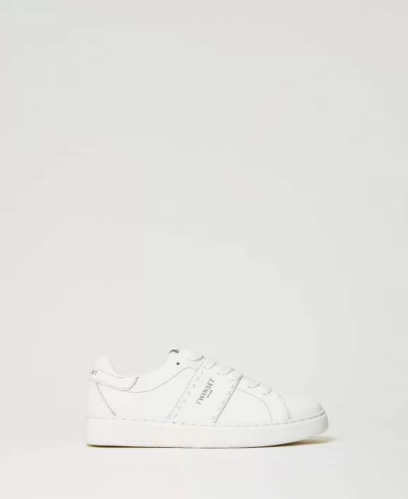 TWINSET Milano Sneakers In Pelle Con Borchie Bianco New