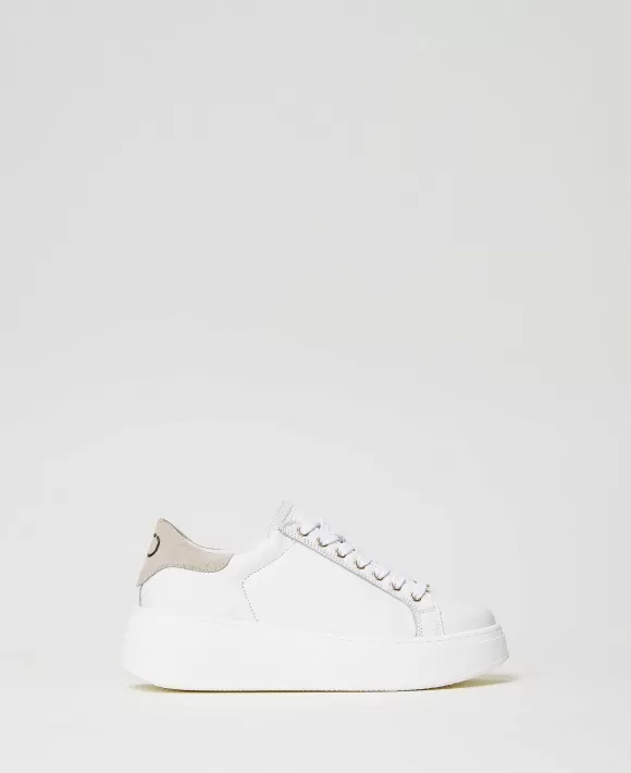 TWINSET Milano Sneakers In Pelle Con Dettaglio A Contrasto Bianco Store