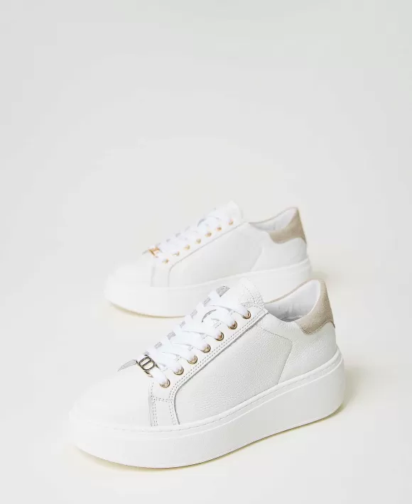 TWINSET Milano Sneakers In Pelle Con Dettaglio A Contrasto Bianco Store