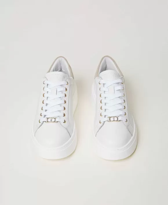 TWINSET Milano Sneakers In Pelle Con Dettaglio A Contrasto Bianco Store