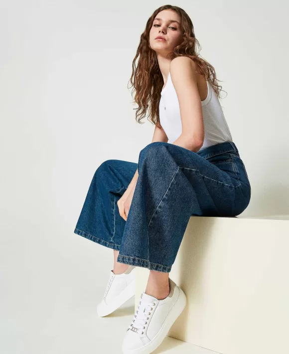 TWINSET Milano Sneakers In Pelle Con Dettaglio A Contrasto Bianco Store