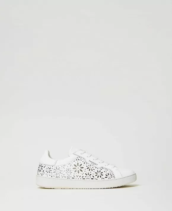 TWINSET Milano Sneakers In Pelle Laserata Bianco Store