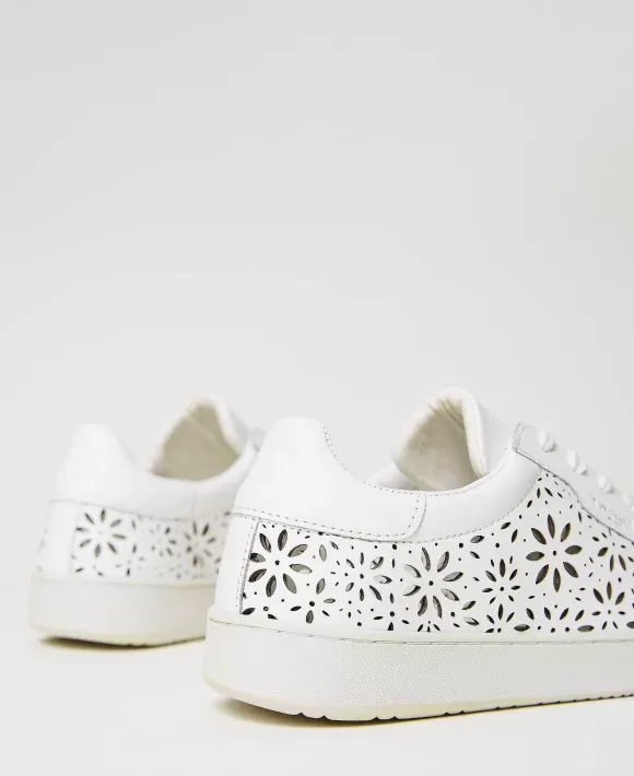 TWINSET Milano Sneakers In Pelle Laserata Bianco Store