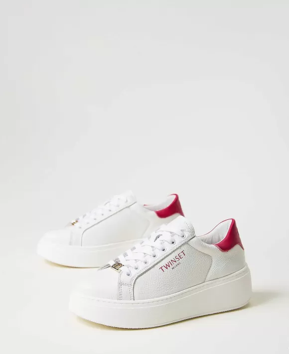 TWINSET Milano Sneakers Platform In Pelle Bianco Flash Sale