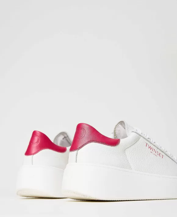 TWINSET Milano Sneakers Platform In Pelle Bianco Flash Sale