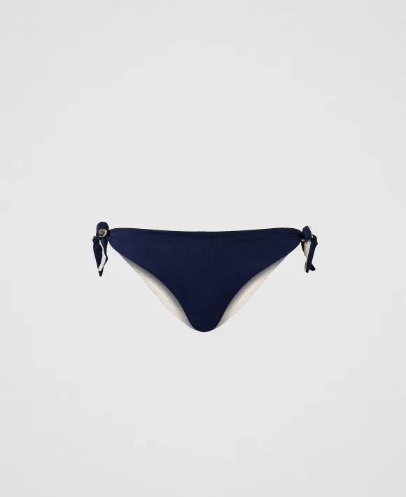 TWINSET Milano Tanga Da Bagno Color Block Con Fiocchi Blu New