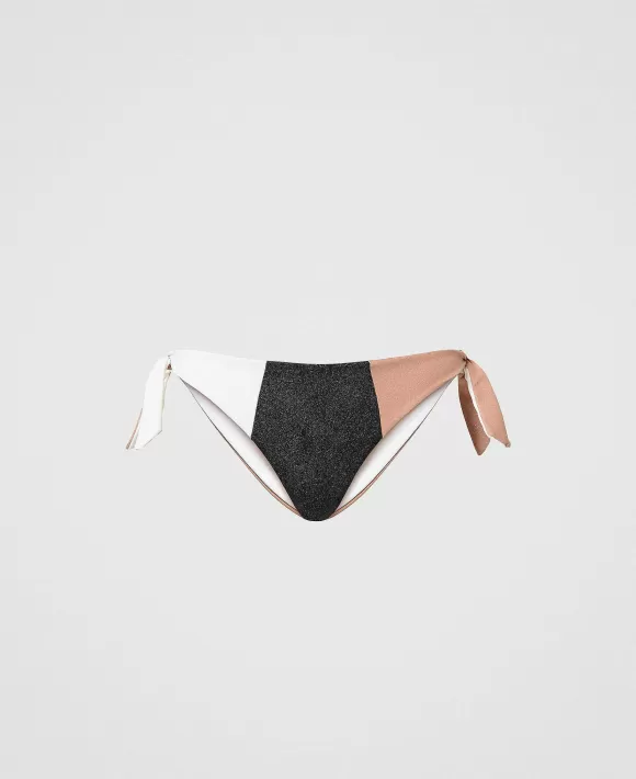 TWINSET Milano Tanga Da Bagno Color Block Con Fiocchi Marrone Cheap