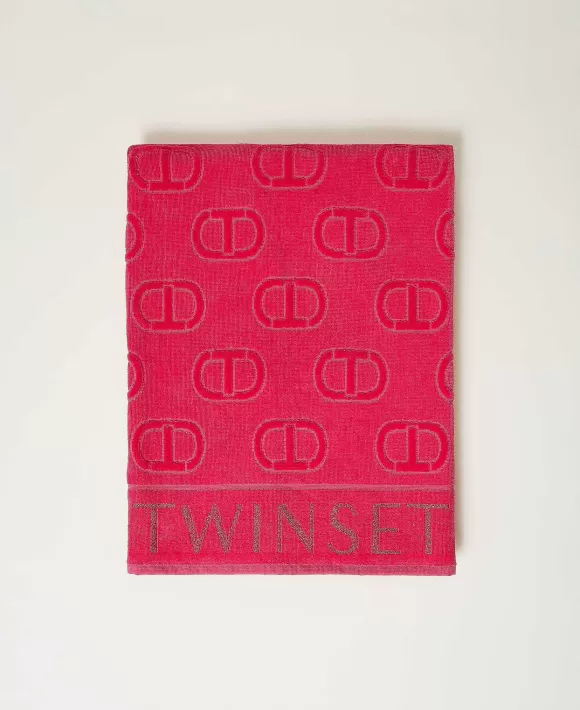 TWINSET Milano Telo Mare In Spugna Con Logo Jacquard Fucsia Clearance