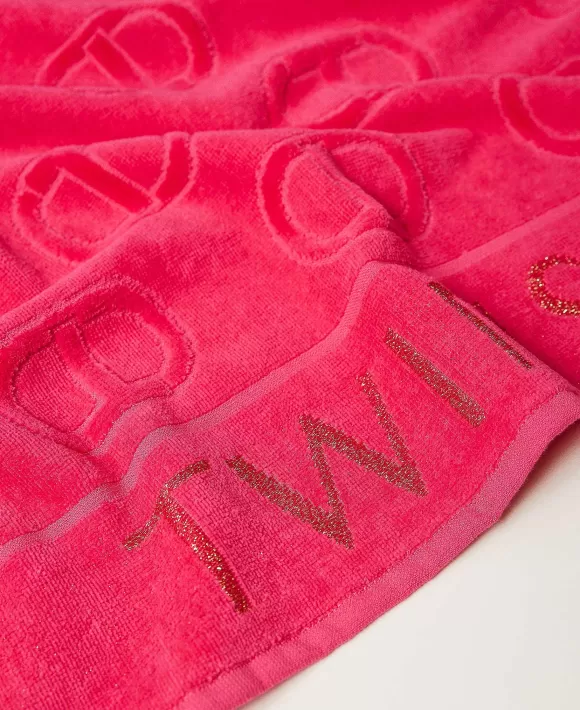 TWINSET Milano Telo Mare In Spugna Con Logo Jacquard Fucsia Clearance