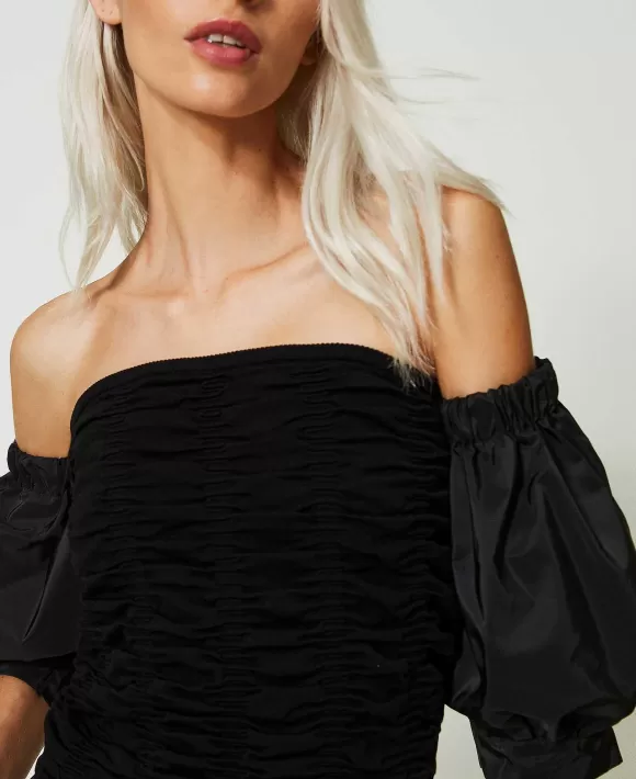 TWINSET Milano Top Con Arricciatura E Maniche Balloon Nero Clearance