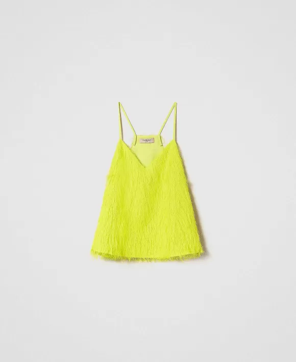 TWINSET Milano Top Con Fili Effetto Piume Giallo Discount