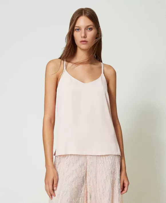 TWINSET Milano Top Con Spalline In Raso Rosa Cheap