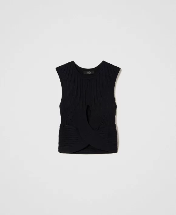 TWINSET Milano Top Cropped Con Incrocio Nero Best