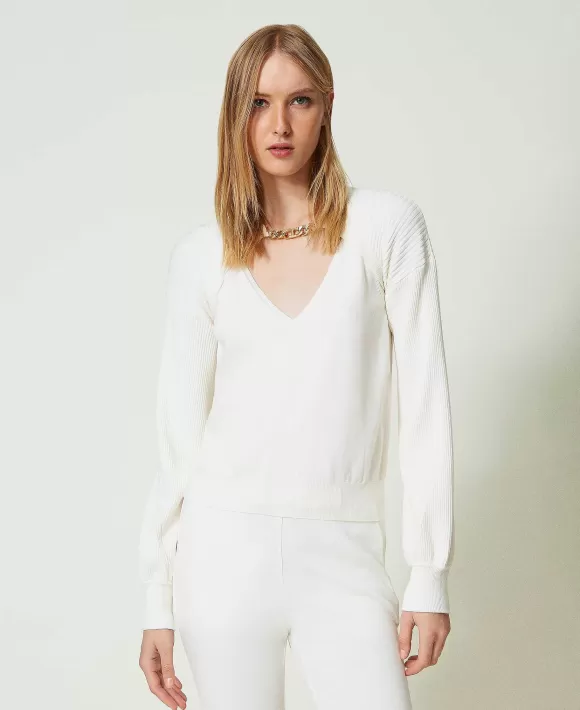 TWINSET Milano Top E Coprispalle In Maglia Con Catena Oval T Bianco Online