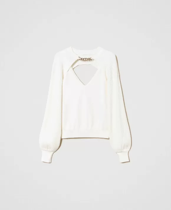 TWINSET Milano Top E Coprispalle In Maglia Con Catena Oval T Bianco Online