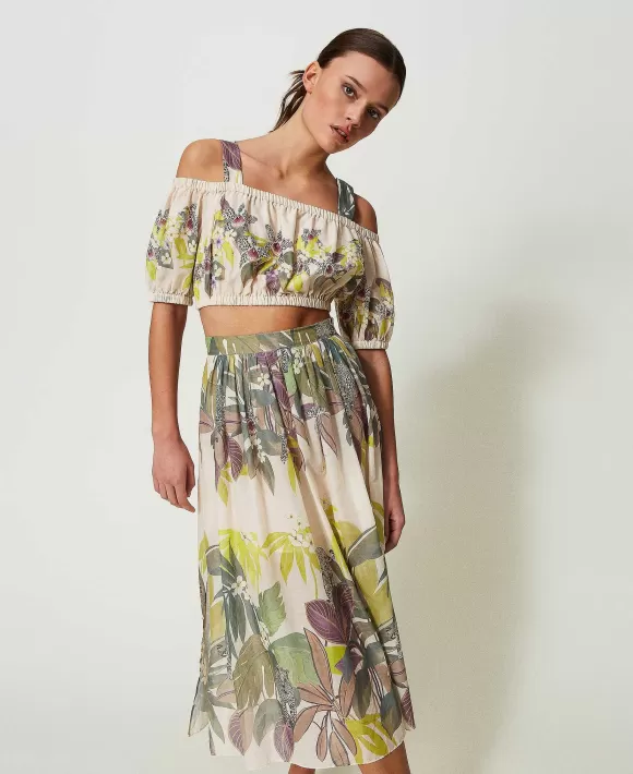 TWINSET Milano Top E Gonna Longuette In Mussola Con Stampa Fantasia Sale