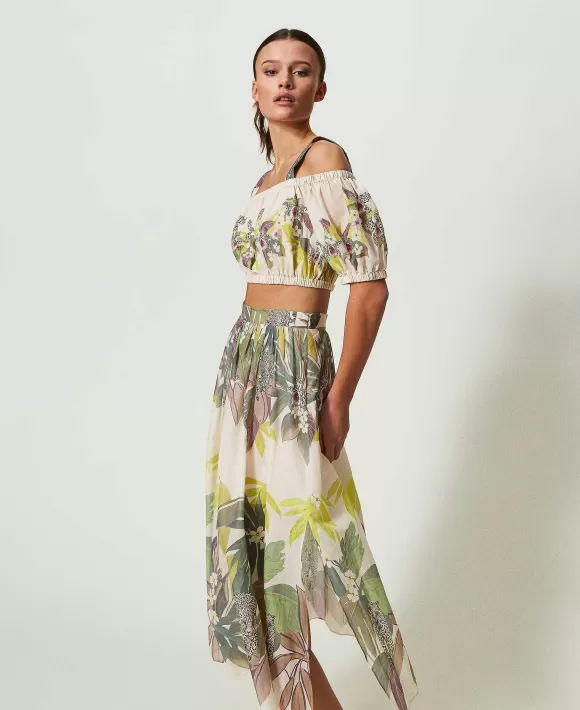 TWINSET Milano Top E Gonna Longuette In Mussola Con Stampa Fantasia Sale