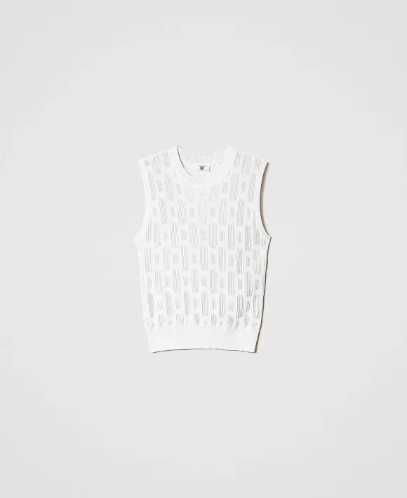 TWINSET Milano Top In Maglia Con Motivo Geometrico Bianco Online