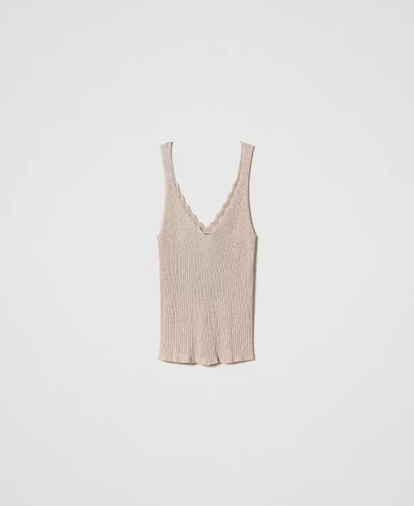 TWINSET Milano Top In Maglia Seamless A Costine Rosa Discount