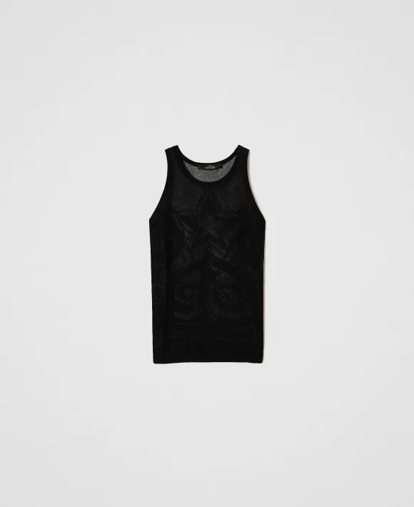 TWINSET Milano Top Jacquard Con Stella Nero Sale