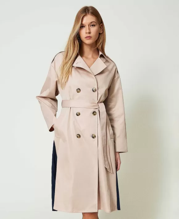 TWINSET Milano Trench In Gabardina Con Retro Pliss Beige Store