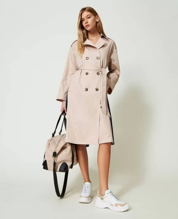 TWINSET Milano Trench In Gabardina Con Retro Pliss Beige Store