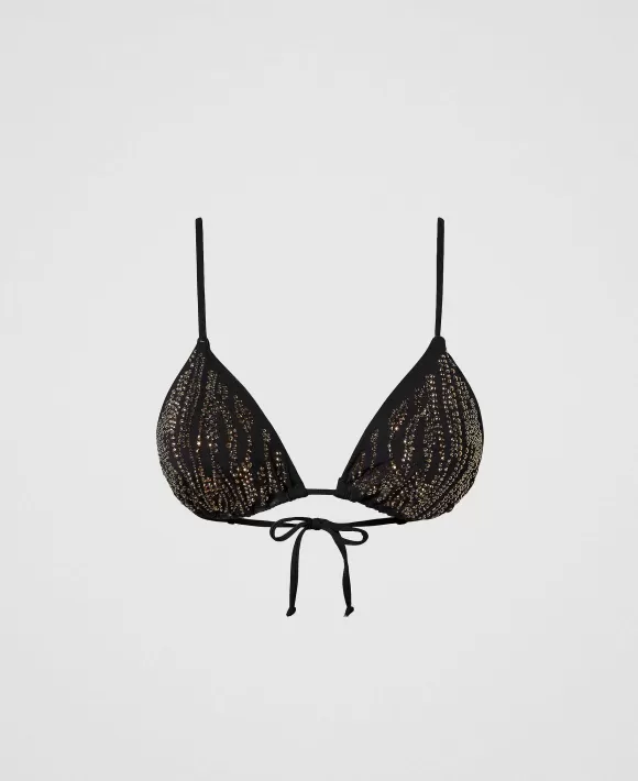 TWINSET Milano Triangolo Da Bagno Con Strass Animalier Nero Hot