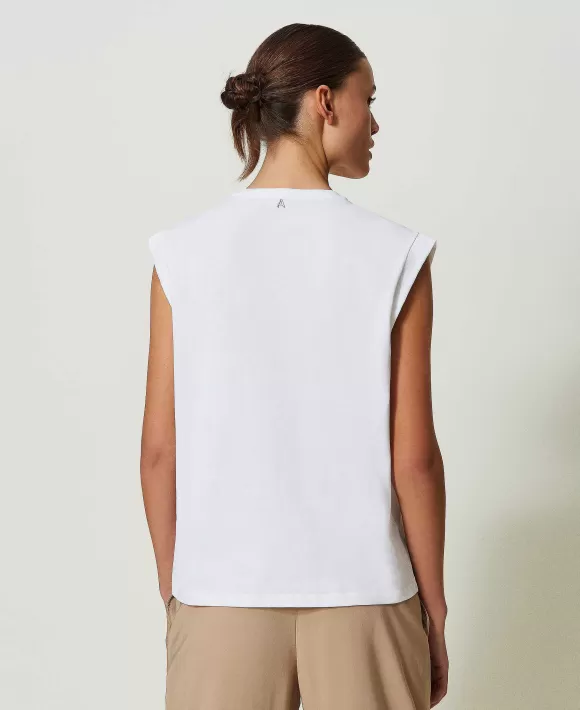 TWINSET Milano T-Shirt Con Macram E Frange Bianco Outlet