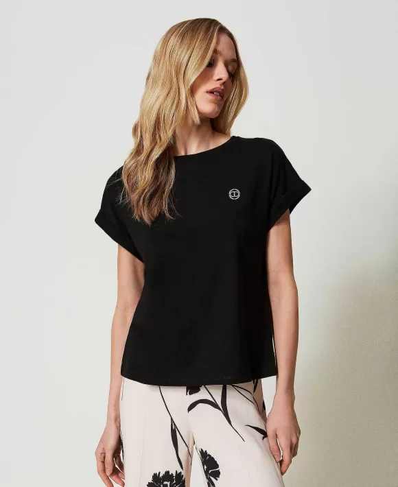 TWINSET Milano T-Shirt Con Maniche A Kimono E Oval T Bianco Shop