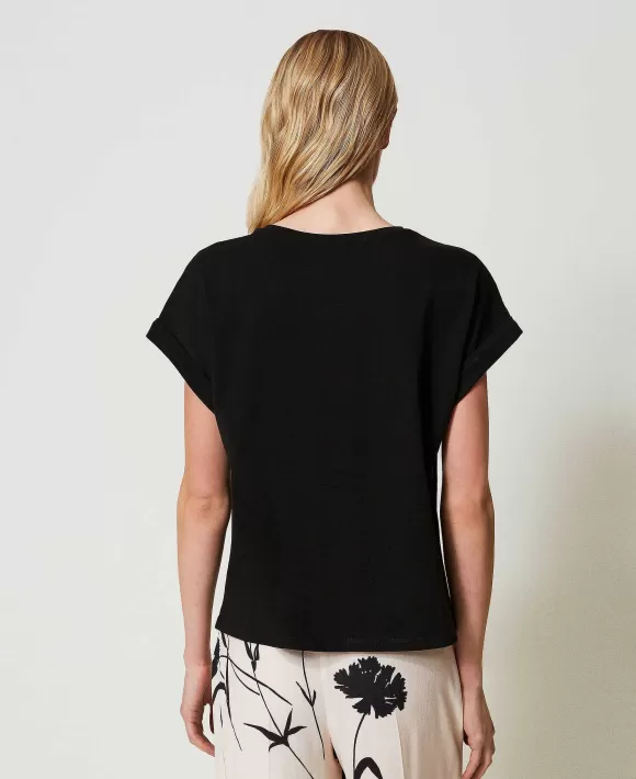 TWINSET Milano T-Shirt Con Maniche A Kimono E Oval T Bianco Shop