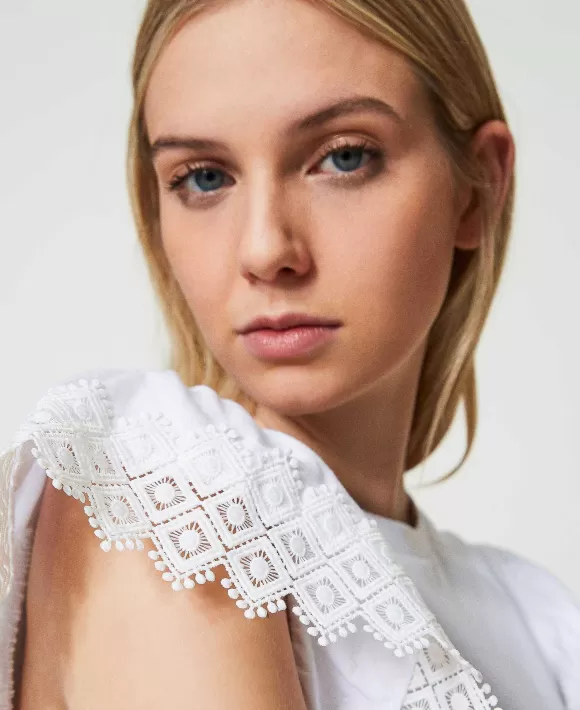 TWINSET Milano T-Shirt Con Maniche In Macram Bianco Store