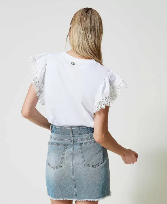 TWINSET Milano T-Shirt Con Maniche In Macram Bianco Store