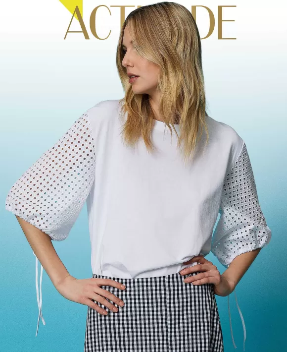 TWINSET Milano T-Shirt Con Maniche In Sangallo Bianco Best Sale