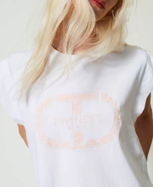 TWINSET Milano T-Shirt Con Oval T E Maniche Ad Aletta Bianco Best