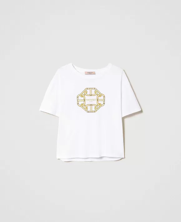 TWINSET Milano T-Shirt Con Stampa Catene E Oval T Bianco Best