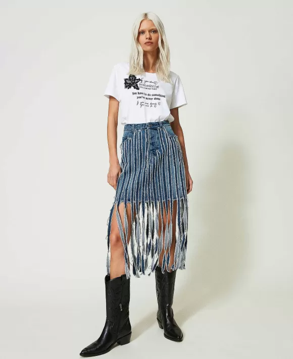 TWINSET Milano T-Shirt Con Stampa E Ricami Bianco Sale