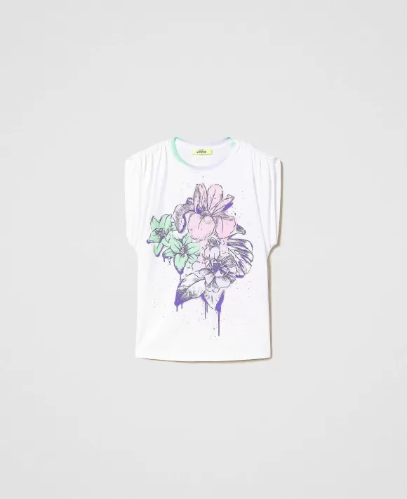 TWINSET Milano T-Shirt Over Myfo Con Stampa A Fiori Bianco Hot