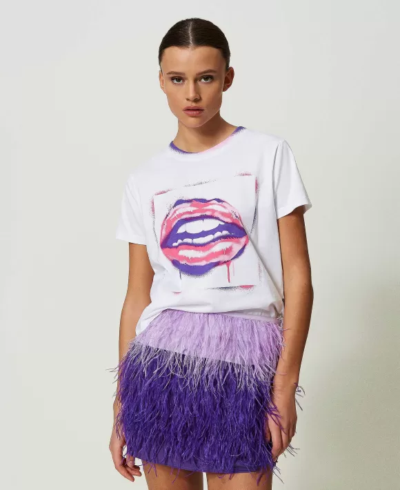 TWINSET Milano T-Shirt Over Myfo Con Stampa Sfumata Bianco Discount