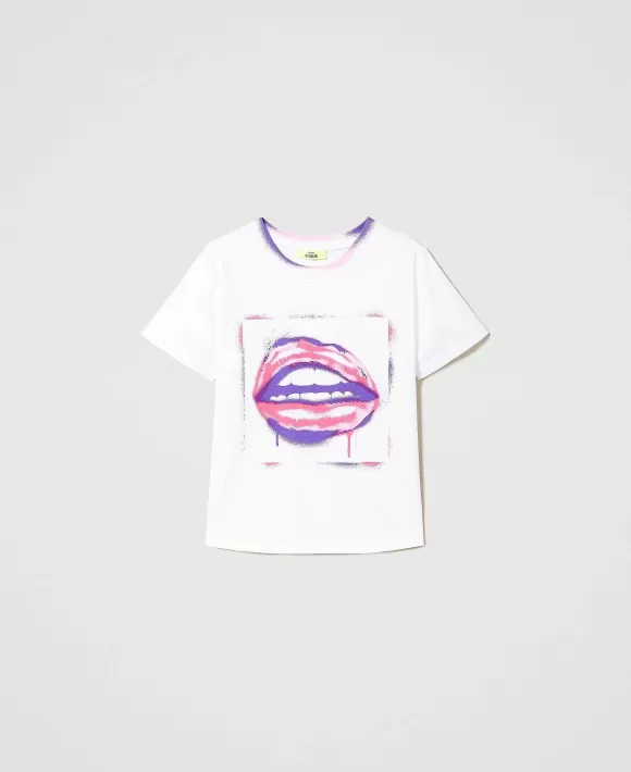 TWINSET Milano T-Shirt Over Myfo Con Stampa Sfumata Bianco Discount