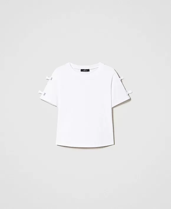 TWINSET Milano T-Shirt Regular Con Fiocchetti Bianco Store
