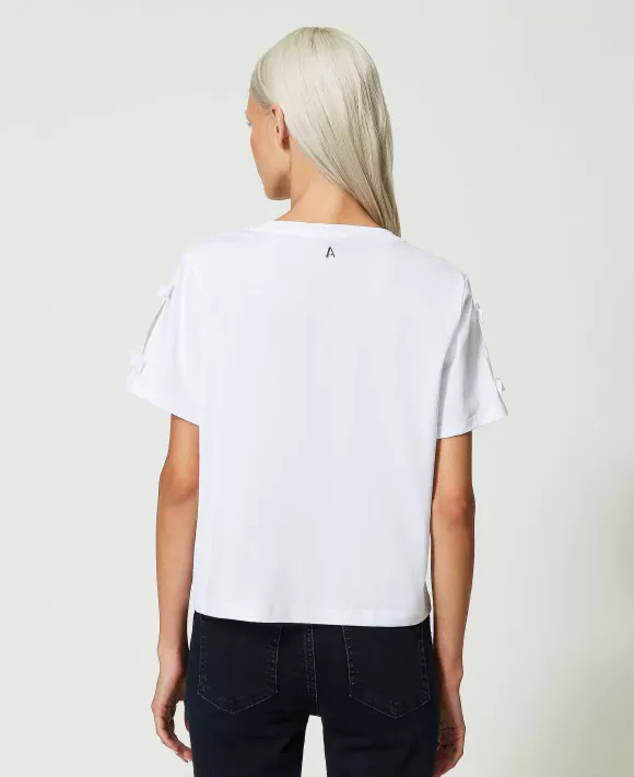 TWINSET Milano T-Shirt Regular Con Fiocchetti Bianco Store
