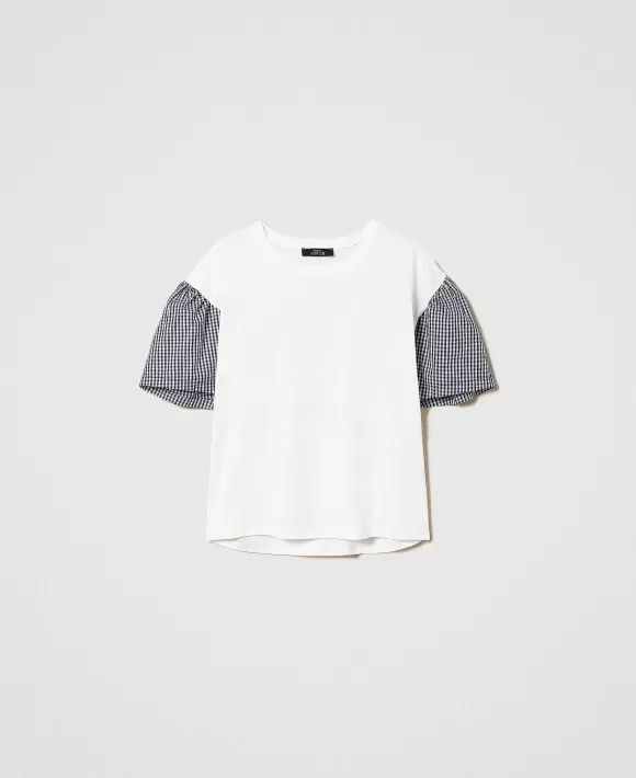 TWINSET Milano T-Shirt Regular Con Maniche Vichy Bianco Store