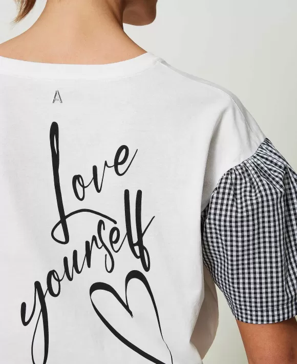 TWINSET Milano T-Shirt Regular Con Maniche Vichy Bianco Store