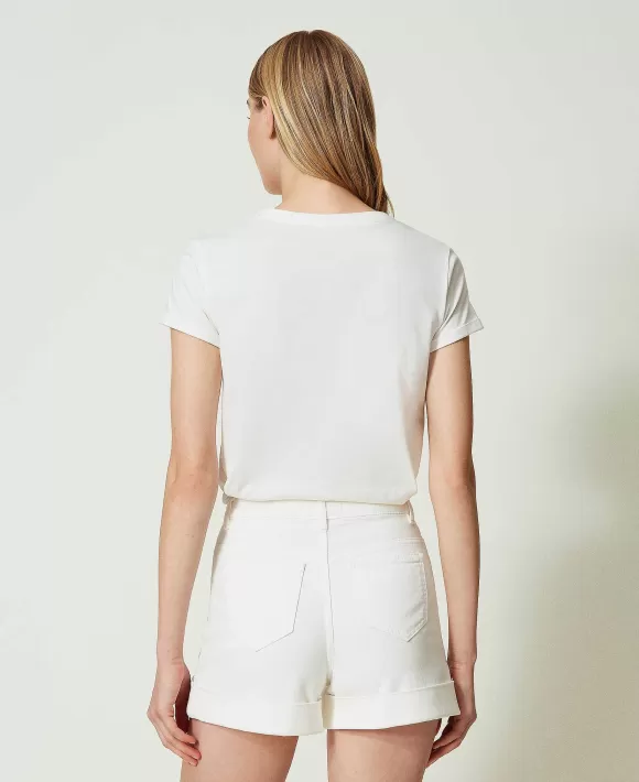 TWINSET Milano T-Shirt Regular Con Oval T Ricamato Bianco Discount
