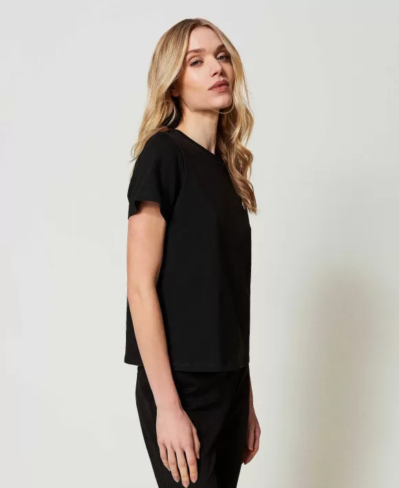 TWINSET Milano T-Shirt Regular Con Oval T Strass Bianco Cheap