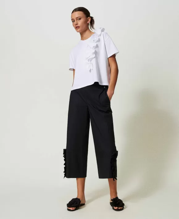 TWINSET Milano T-Shirt Regular Con Volant Bianco Online