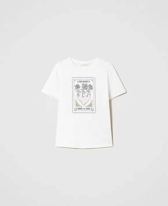 TWINSET Milano T-Shirt Regular Giglio Tigrato X Twinset Bianco Flash Sale