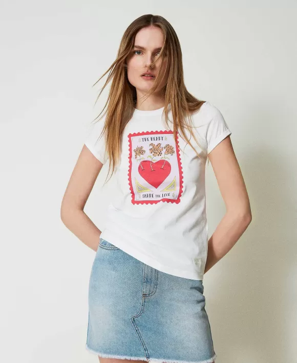 TWINSET Milano T-Shirt Slim Giglio Tigrato X Twinset Bianco Shop